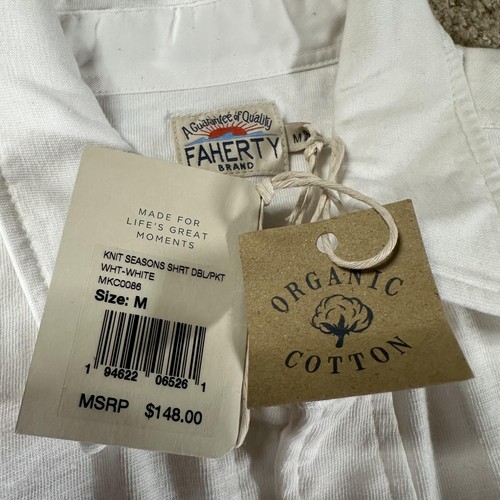 Faherty Shirt Mens Medium Knit Seasons Double Pocket Long Sleeve Organic MKC0086 - Picture 2 of 15