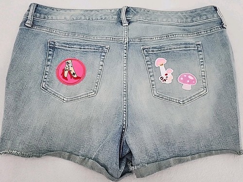 Torrid Women's Plus Size 18 Cut Off Jean Shorts & Tank Patches Upcycled Custom - Picture 7 of 23
