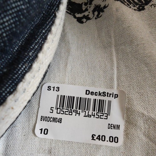 Deck Stripe Boat Style Lightweight Canvas Shoes - Navy/Natural - UK Size 10 - Picture 8 of 9