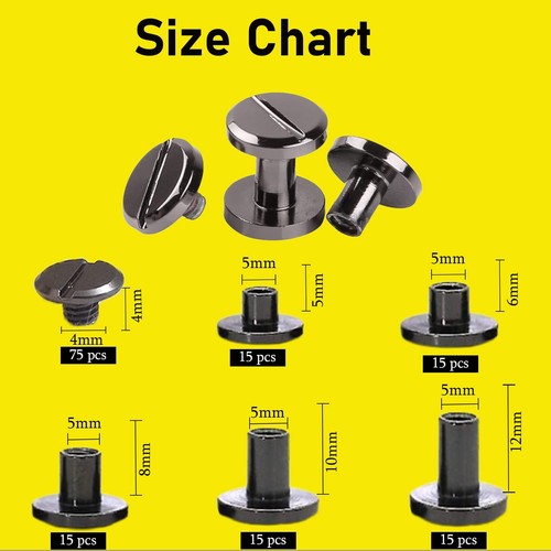 Chicago Screws for Leather Assorted Kit - 5 Sizes (M5x5mm, 6mm, 8mm, 10mm, 12... - Picture 5 of 6
