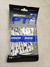 PrideSports PTS 3 1/4 Inch Wood Golf Tees, White, 75 Count