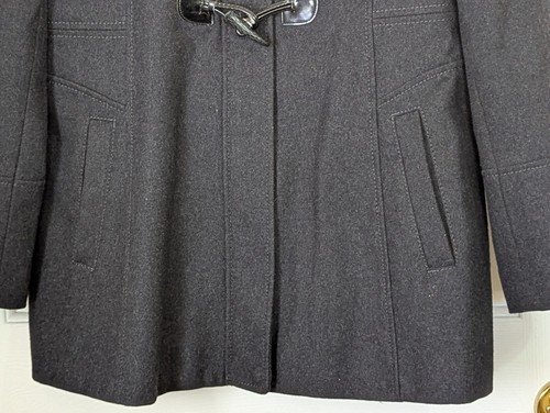 GUESS Wool Blend Pea Coat Womens Large Charcoal Black Full Zip Toggle Buttons - Picture 3 of 14