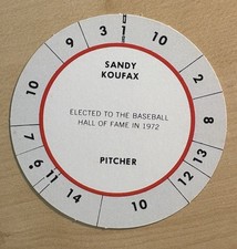 Sandy Koufax Vintage 1970’s Cadaco All-Star Baseball Game Disc Card, MINT