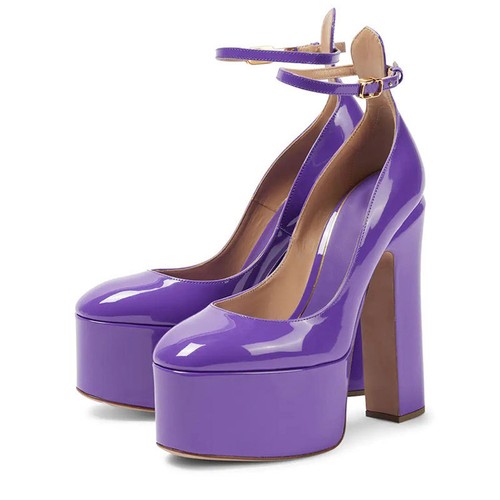 Sexy Zapatos de salón con plataforma y correa para el tobillo de pasarela Occidente para mujer Tacón alto de fiesta - Imagen 24 de 31