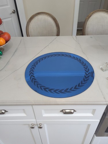 Vintage Table Dresser Mirror Etched Tray Cobalt Blued MCM RETRO  - Picture 2 of 12