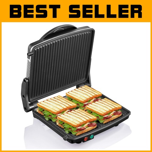 Large Capacity Non-Stick Panini Press Grill - Ideal for Cooking 4-Slice Meals - Bild 1 von 9