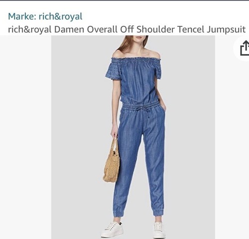 🌺 TOP RICH & ROYAL Overall Jumpsuit blau Jeans Lyocell Gr. 38 M Carmen - Bild 8 von 8