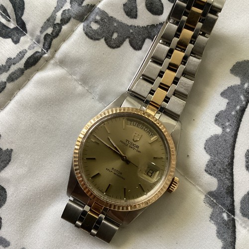 TUDOR Prince Date Day 76213 Champagne Dial Men's Two Tone Automatic Watch - Picture 4 of 16