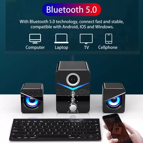 PC Lautsprecher Bluetooth Boxen mit Subwoofer für Laptop Computer Bass USB AUX!~ - Bild 13 von 23
