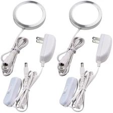 Lvyinyin Single Under Cabinet Puck Light, 2 Lights & 2 Adapters, Daylight 