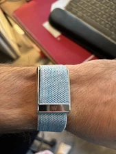 New Whoop mg/5.0 Luxe band (whoop logo) Light Blue color - Shiny Silver clasp