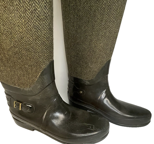 Womens sz 10 Sage Green Hunter Regent Apsley Wellington Boots Herringbone Tweed - Picture 9 of 19