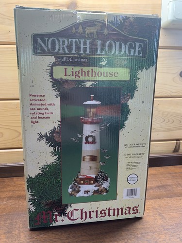 MR. CHRISTMAS Vintage LIGHTHOUSE North Wood Cabin LODGE Elk Lights SOUND Motion - Picture 2 of 10
