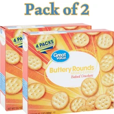 Buttery Round Baked Crackers, Naturally Flavored, 13.7 oz (388g) Pack of 2 Boxes