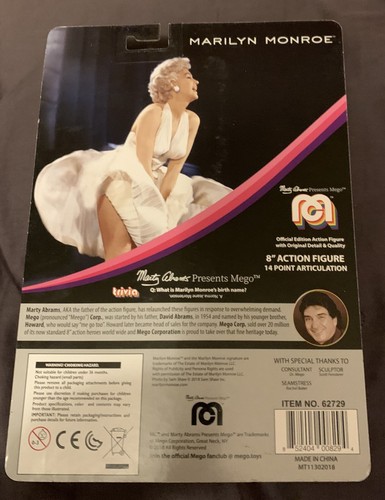 2018 mego MARILYN MONROE 8" doll figure mib - Picture 2 of 2
