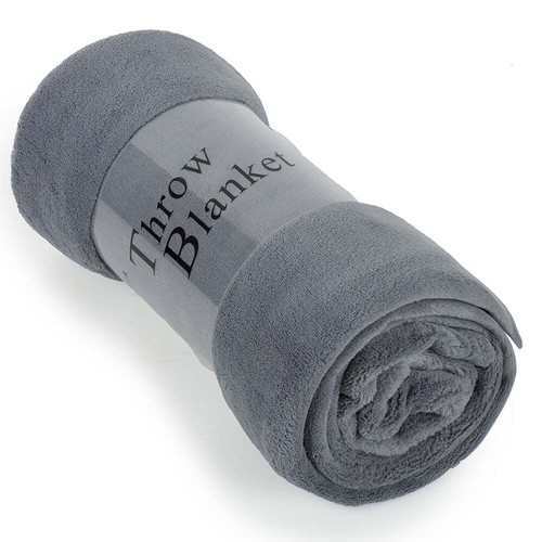 Soft Flannel Fleece Throw Blanket, Solid Gray, Standard Throw