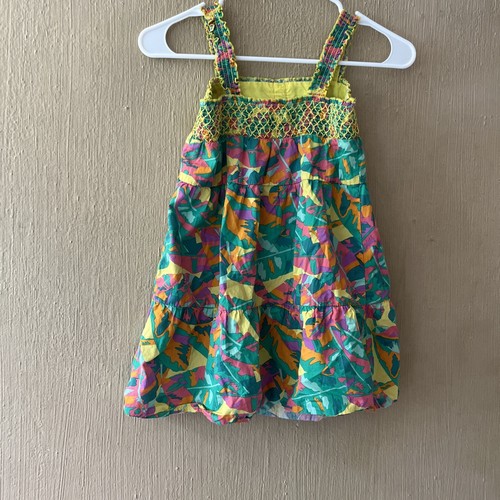 Cat & Jack Girls Dress Smocked Sleeveless Tropical Multicolor size 8 tier ruffle - Picture 7 of 8