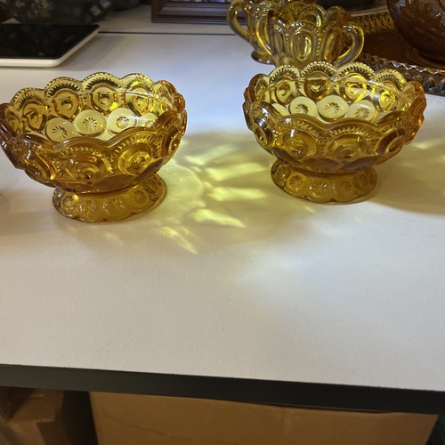 Vintage Amber Brown Bubble Top Glass Set Miscellaneous Pieces - Picture 7 of 11