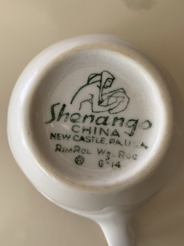 Vintage 40er Jahre Shenango Restaurant Geschirr Porzellan Flamingo rosa Rand auf weißem Milchkännchen - Bild 4 von 6