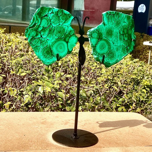 1.59+1.49LB Natural crystal Malachite wing Crystal Healing + brackets - Picture 10 of 12