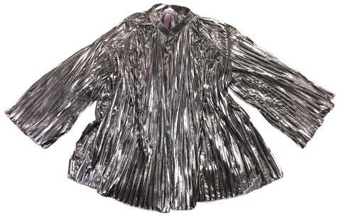 Giacca letto Savage x Fenty plissettata lamé M/L argento metallizzato colletto aperto - Foto 5 di 14