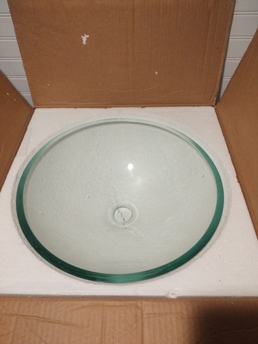 Arizona Glass Crafters Clear Color Tempered Glass Vessel Bathroom Sink 16''x5'' - Picture 3 of 5