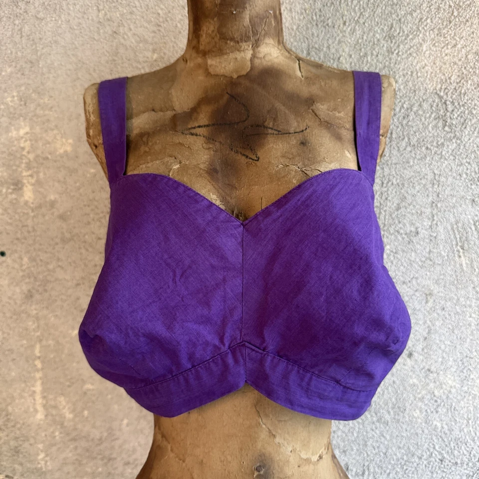 Vintage 1930s 1940s Purple Cotton Camisole Top Sportswear Playsuit Blouse - Image 2 of 4
