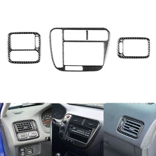 3Pcs Real Carbon Fiber Interior Air Vent Outlet Cover Trim For Honda Civic 96-00