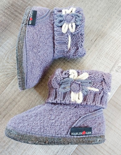 Haflinger Toddler Infant Baby Girl 100% Wool Slippers Size 23 US 6 Purple - Picture 5 of 7