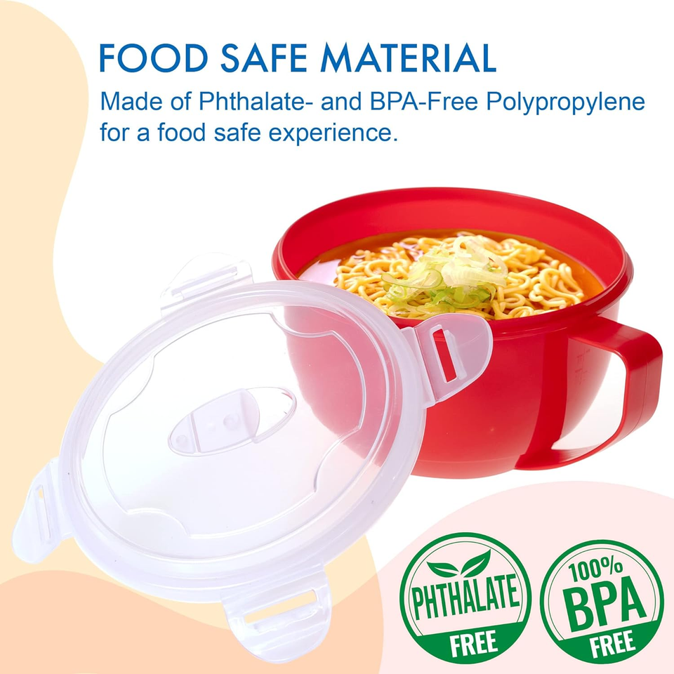 Microwave Bowl with Lid, 3Pack Microwave Soup Bowl with Lid, Noodle