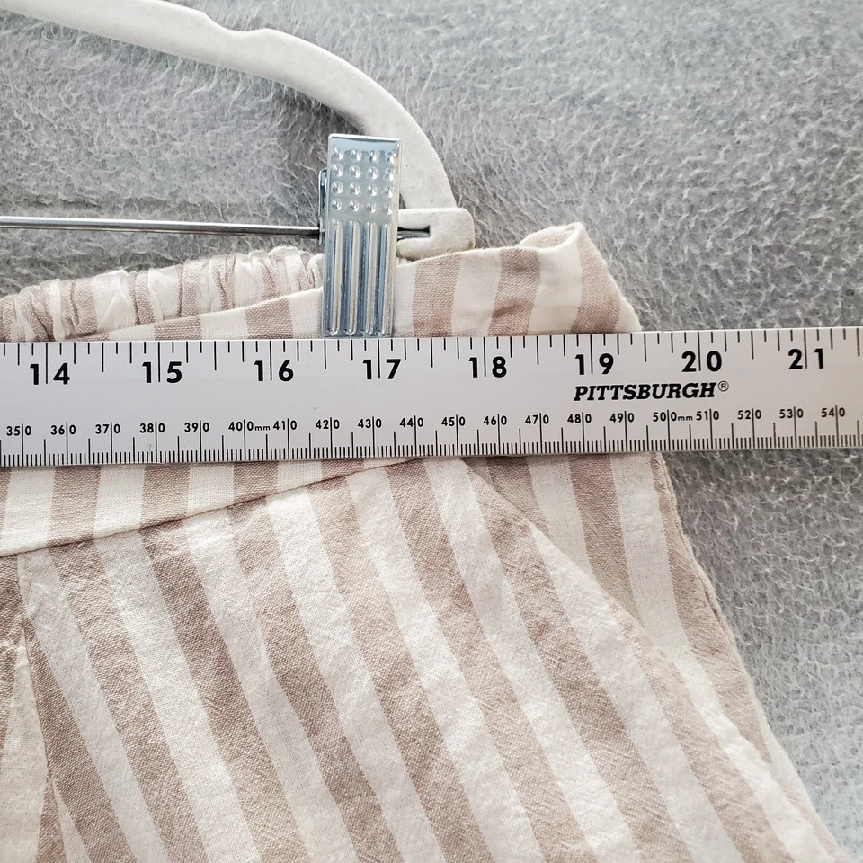 Falda de mujer tórrida 2 beige a rayas patinadora mezcla de lino playa botón delantero Foto 3 de 4