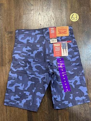 NWT Levi's Cargo Shorts Youth Boys Camo Blue Flex Adjustable Waistband Sz 10 - Picture 3 of 4
