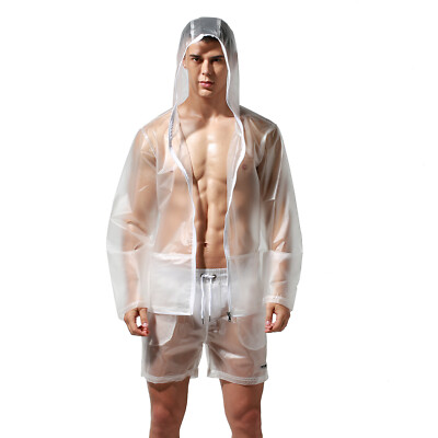 Men's Rain coat Travel Clothing PU Solid Fashion  Waterproof Shorts&Jackets  SET