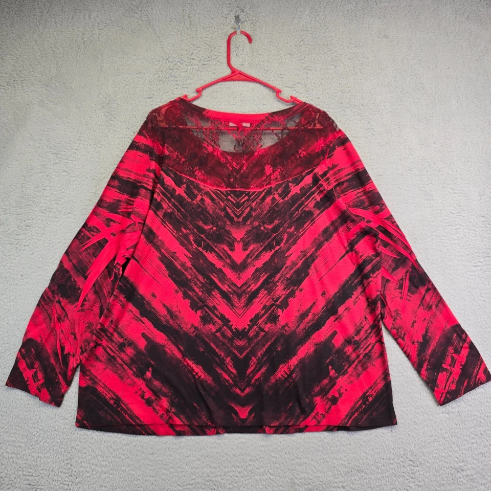 Top azul para mujer talla grande 2X rojo relajado tachonado encaje espalda hippie boho colorido Foto 3 de 4