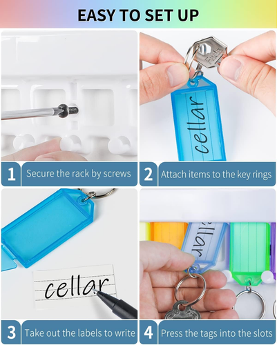 Key Tag Rack Slot Style Plastic Wall Mounted Key Holder Organizer with Transpare - Picture 6 of 12