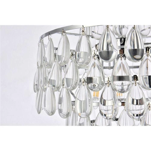 Elegant Lighting Mila 16" Contemporary Iron and Crystal Pendant in Chrome - Picture 6 of 8