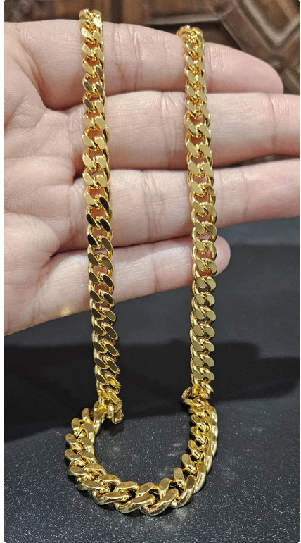 Cadena llena de oro amarillo de 18k, cadena para mujer, collar relleno de oro, joyería para hombre Foto 4 de 4