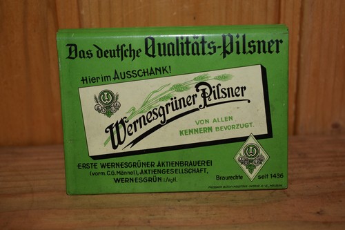 Altes Blechschild/Kartenhalter 30er Jahre Wernesgrüner Pilsner/Vogtland,Original