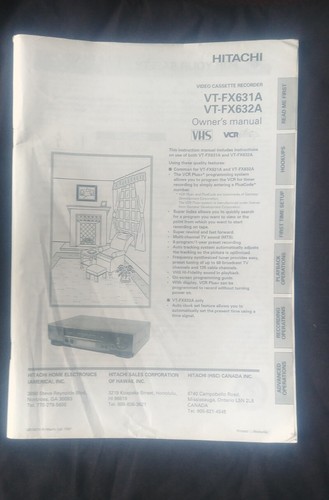 Hitachi RCU-01A Pre-Owned VCR Remote Control UNTESTED and Owners Manual - Picture 5 of 6