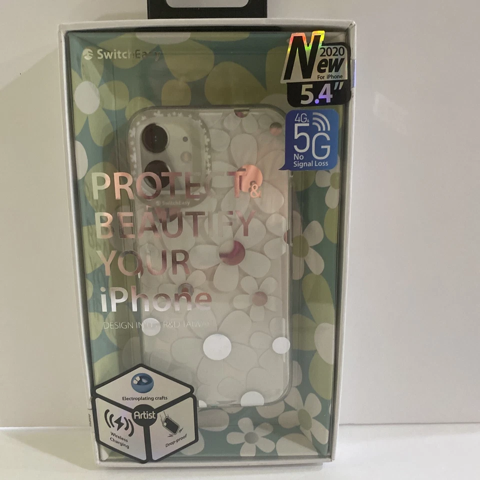 Funda de teléfono Switch Easy iPhone 12 5,4” transparente con flores flor ~ NUEVA Foto 3 de 4