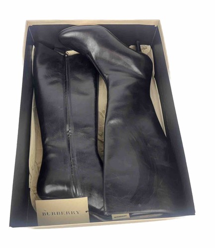 Burberry Womens Knee High Leather Kitten Heel Black Boots Size 4 - Picture 7 of 8