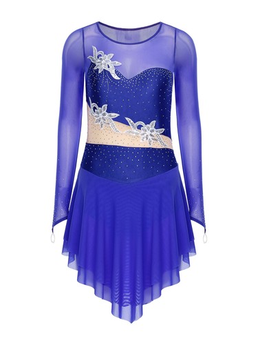 Womens Skirts Contemporary Dancewear Color Dress Mesh Figure Skating Hem - Picture 79 of 92