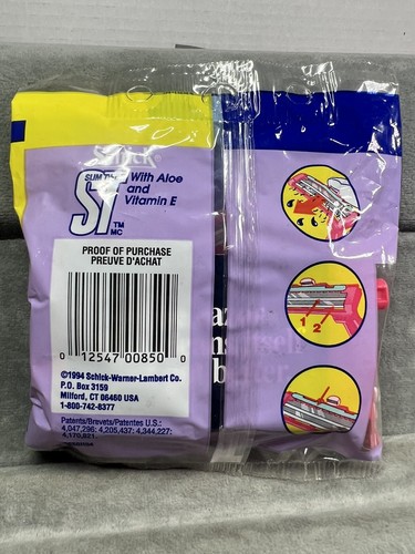 Vtg NOS 1994 Womens Disposable Schick Slim Twin Razor 5 Pack Pink 2 Blade - Picture 2 of 3