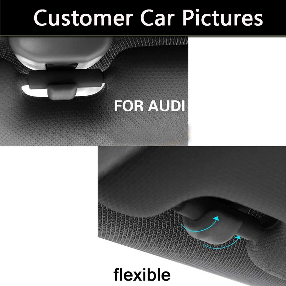 Gancho soporte clip para parasol para Audi A3 S3 A4 S4 A5 S5 Q3 Q5 8U0857562A negro 2X Foto 2 de 4