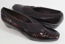 Mark Lemp Shoes Walking Craddles 10N Blink Pumps Stretch Brown Leather Croc