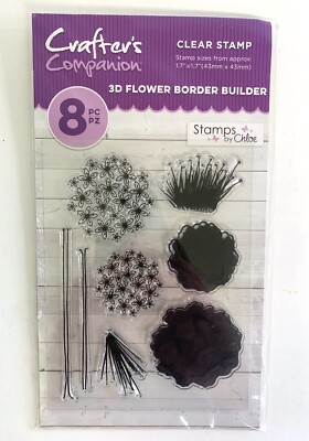 Crafter's Companion 8 Piece Clear Stamp Set 3D FLOWER BORDER BUILDER