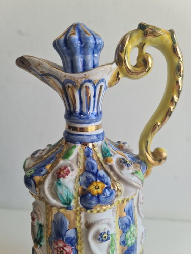 Originalissima brocca in ceramica di Deruta anni 60 rifinita in oro ampolla vaso - Foto 2 di 7