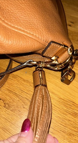 Michael Kors Soft Leather Handbag Purse Weston Tassel Crossbody British Tan - Picture 11 of 17