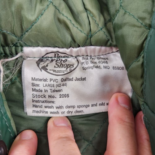 Bass Pro Shops Waterproof Rain Jacket Size Large PVC Quilted Hooded VTG - Picture 4 of 8