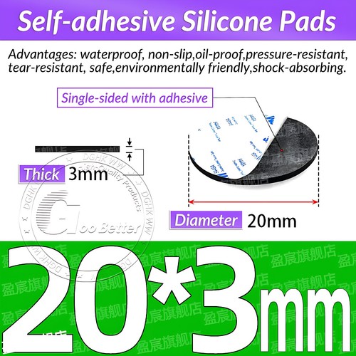 Solid Round Self Adhesive Rubber Pad Disc Sheet Gaskets Dia 5-150mm Thick 1-10mm - Picture 90 of 249